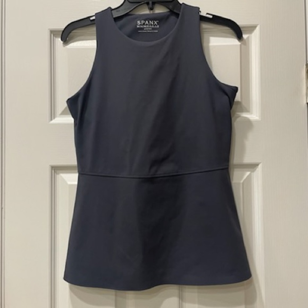 Spanx Active Peplum Tank in the color Dark Storm medium